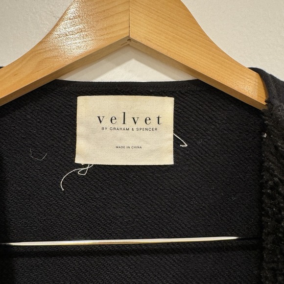 Velvet by Graham & Spencer Women Faux Shearling Vest Jacket Black XS Cotton Boho - Picture 4 of 10